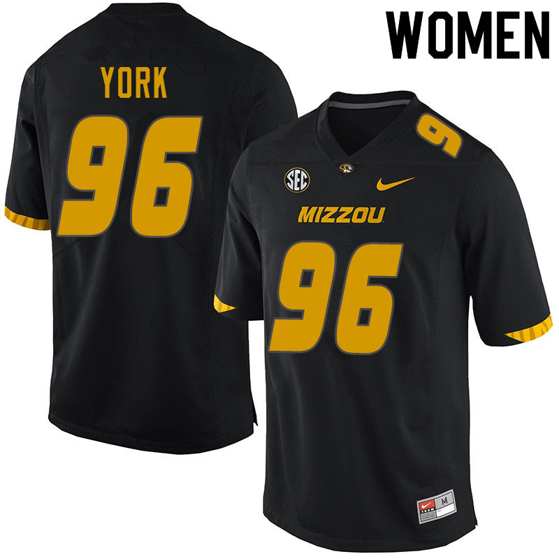 Women #96 Cannon York Missouri Tigers College Football Jerseys Sale-Black